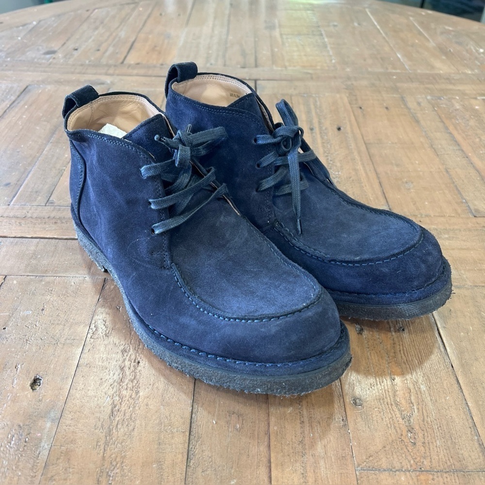 Vince Suede Chukka Boots Men’s 8.5 Blue Ankle Lace Up Preppy Casual Leather